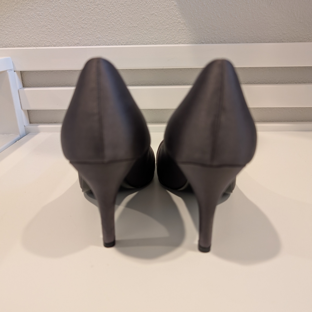 3 For $24 Monet Women's Gray Peep Toe Heels - Picture 8 of 11